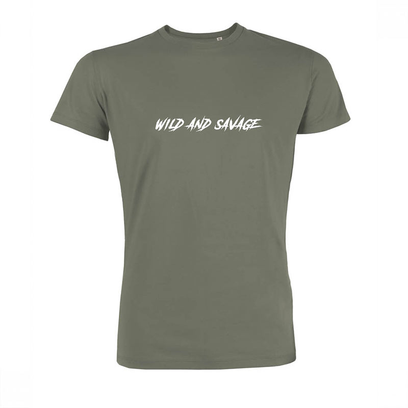 Créations pour Wild And Savage Tee Shirt sérigraphié homme kaki